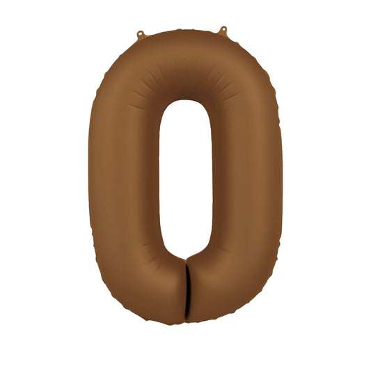 Folieballon cijfer 0 Bruin 86 cm