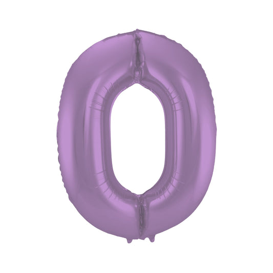 Folieballon cijfer 0 Paars 86 cm