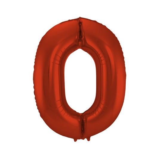 Folieballon cijfer 0 Rood 86 cm