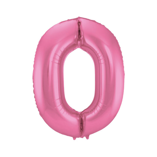 Folieballon cijfer 0 Roze 86 cm