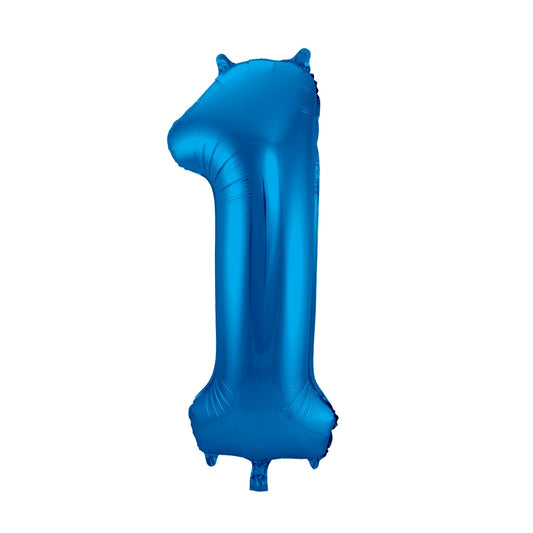 Folieballon cijfer 1 Blauw 86 cm