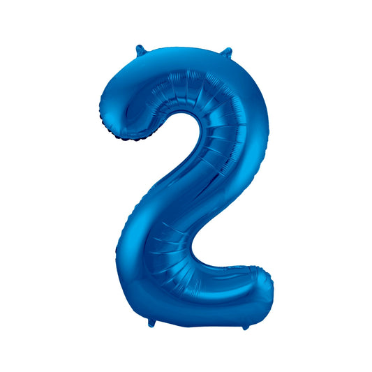 Folieballon cijfer 2 Blauw 86 cm