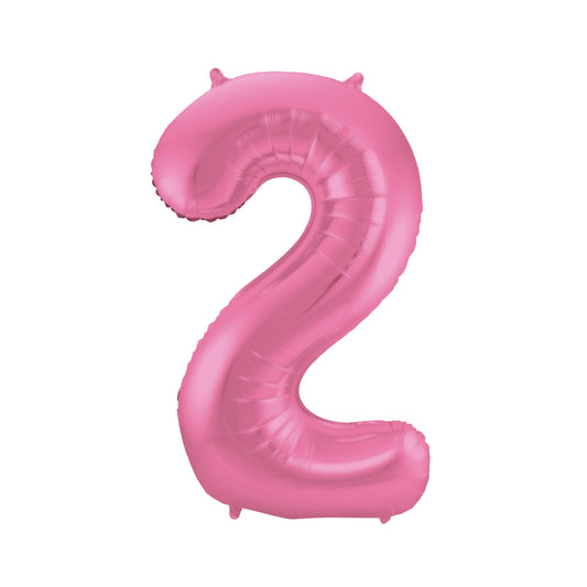 Folieballon cijfer 2 Roze 86 cm