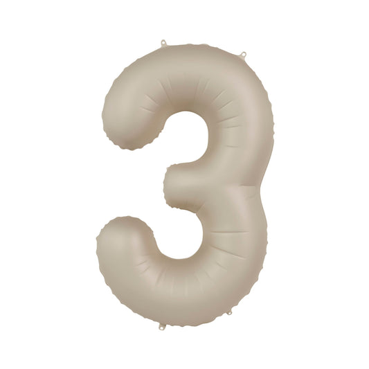 Folieballon cijfer 3 Beige 86 cm