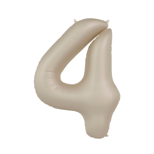 Folieballon cijfer 4 Beige 86 cm