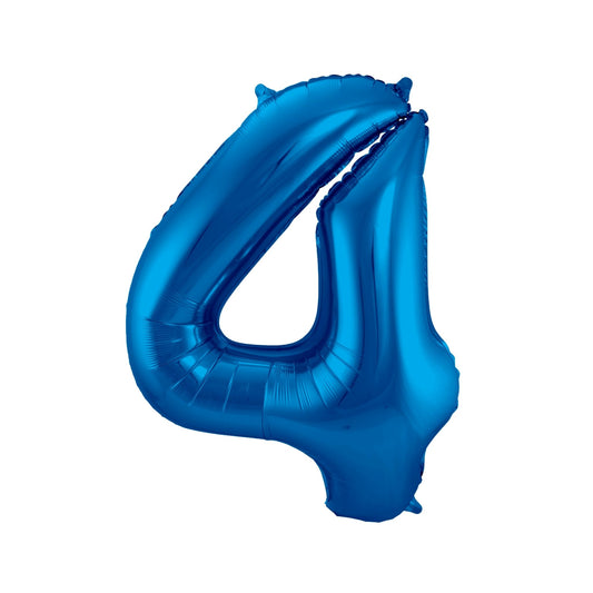 Folieballon cijfer 4 Blauw 86 cm