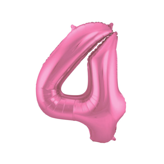 Folieballon cijfer 4 Roze 86 cm