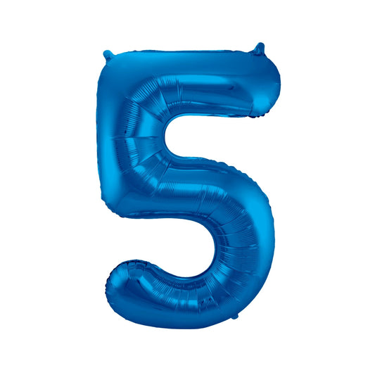 Folieballon cijfer 5 Blauw 86 cm