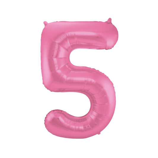 Folieballon cijfer 5 Roze 86 cm