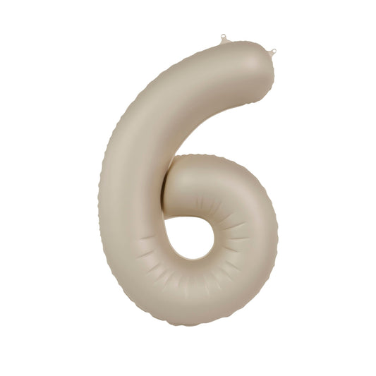 Folieballon cijfer 6 Beige 86 cm