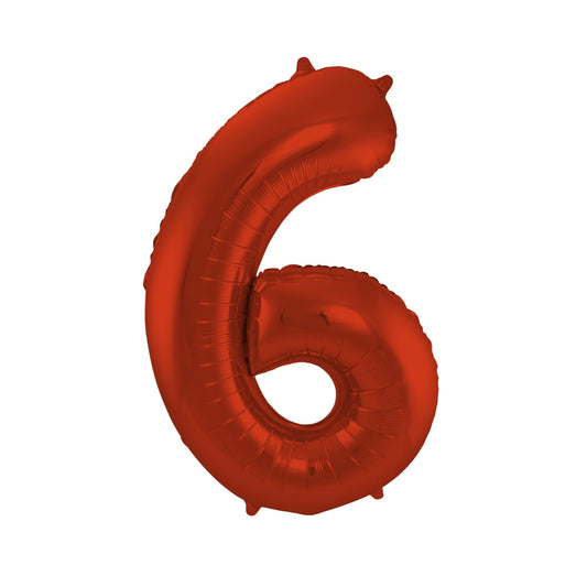 Folieballon cijfer 6 Rood 86 cm