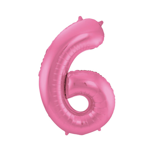 Folieballon cijfer 6 Roze 86 cm