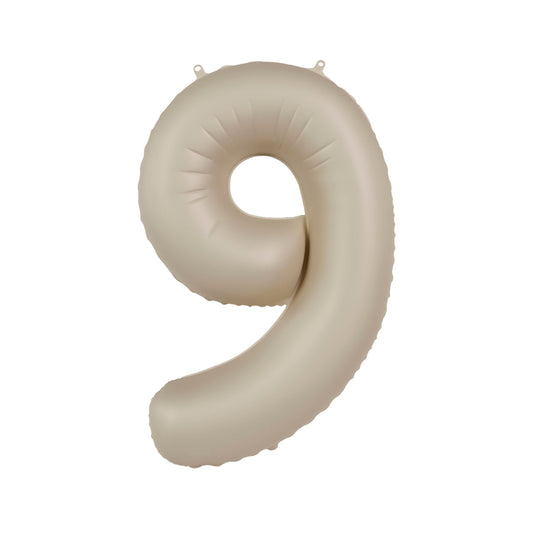 Folieballon cijfer 9 Beige 86 cm