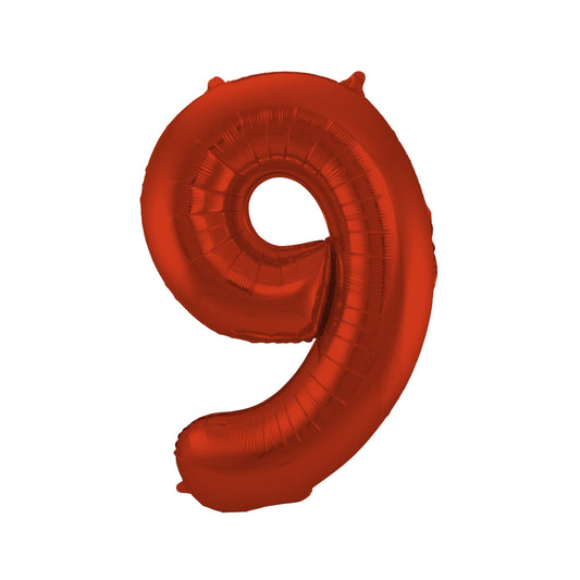 Folieballon cijfer 9 Rood 86 cm